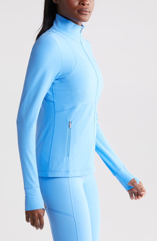 Shop Zella Studio Luxe Performance Jacket In Blue Lapis