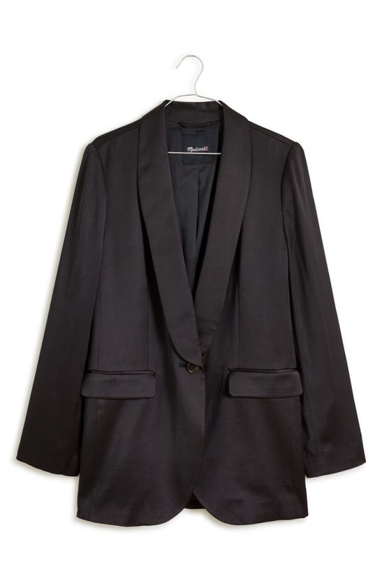 Madewell Oversize Satin Blazer In True Black