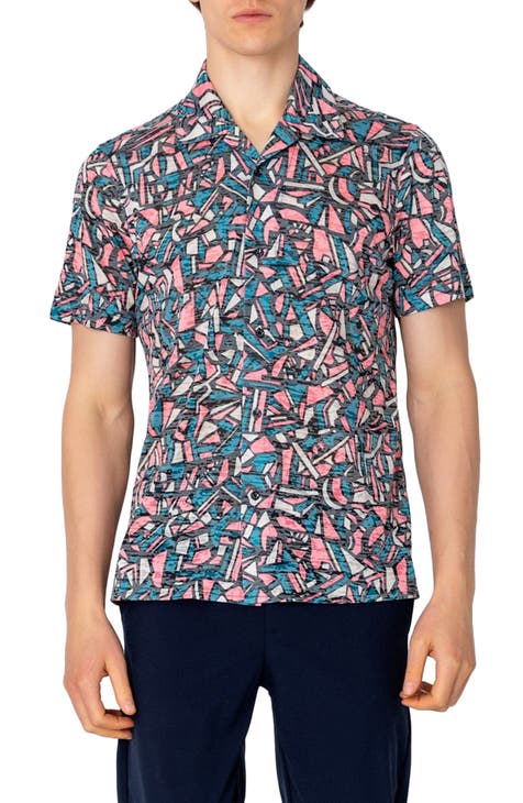 Print Lightweight Button-Up Shirt