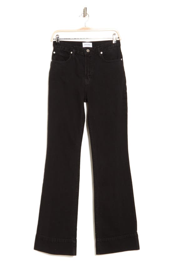Shop Frame The Slim Stacked Wide Leg Jeans In Black