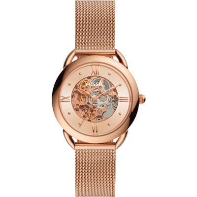 Fossil Tailor Skeleton Automatic Mesh Strap Watch, 35Mm