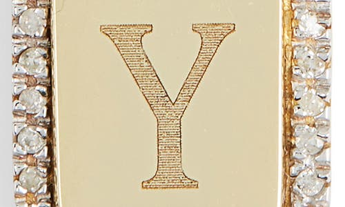 Meshmerise Diamond Initial Dog Tag Pendant Necklace In Yellow-y