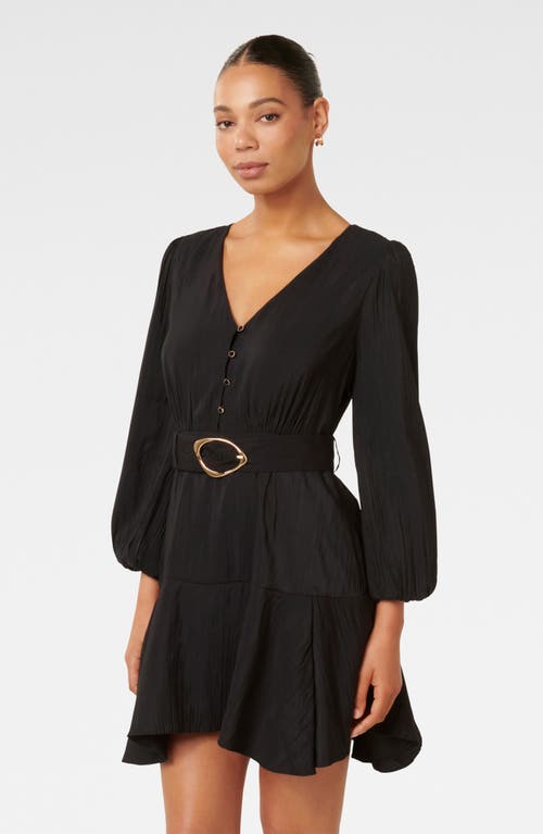 Shop Ever New Danica Belted Long Sleeve Minidress In Black