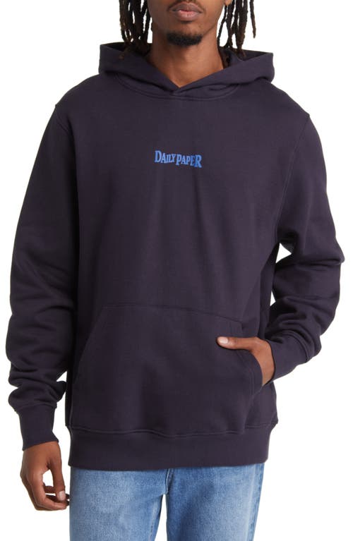 DAILY PAPER Rami Cotton Graphic Hoodie in Deep Navy