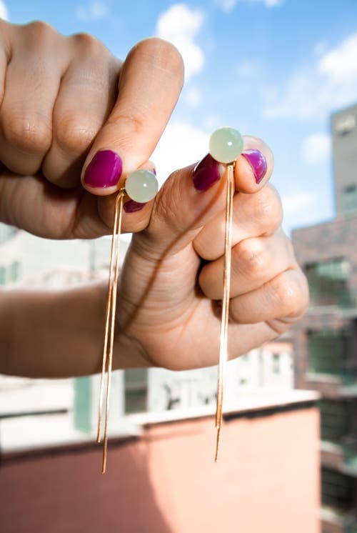 Seree Sia Jade Drop Earrings In Light Green