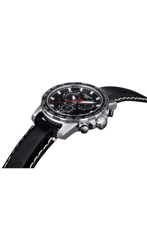Tissot Supersport Chrono Black Dial Black Leather Strap Men's Watch T125.617.16.051.00 In Black/silver