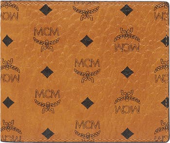 Mcm Bifold Card Wallet in Visetos Original Cognac Visetos
