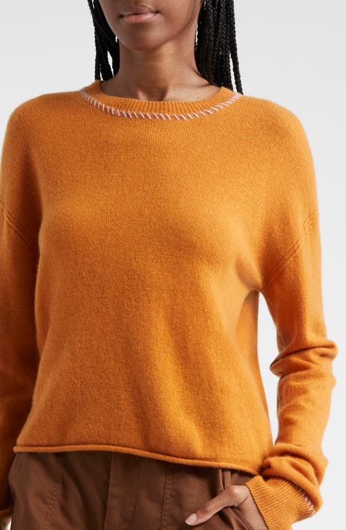 Shop Atm Anthony Thomas Melillo Whipstitch Trim Cashmere Sweater In Cornelian Stone