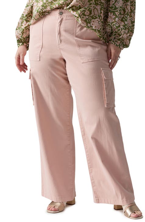 Hot Pink Pants Cargo Pants Women Wide Leg Trousers Drawstring