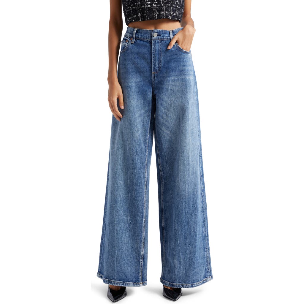 Alice + Olivia Trish Mid Waist Baggy Jeans in Brooklyn Blue