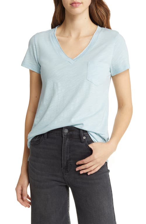 caslon(r) V-Neck Short Sleeve Pocket T-Shirt in Blue Sterling