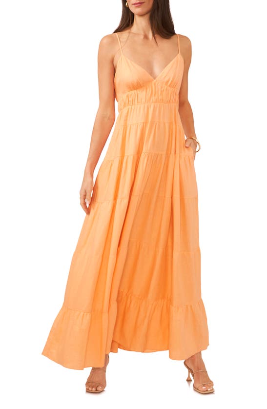 Shop 1.state Empire Waist Sleeveless Tiered Maxi Dress In Cadmium Orange