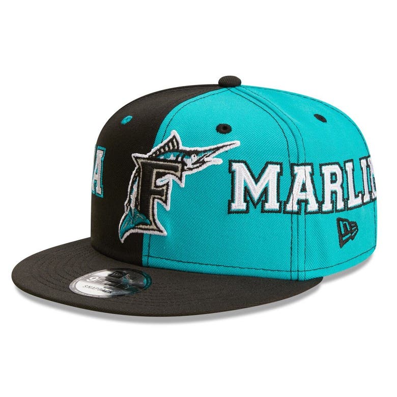 Florida Marlins New Era Team Split 9FIFTY Snapback Hat - Black/Teal