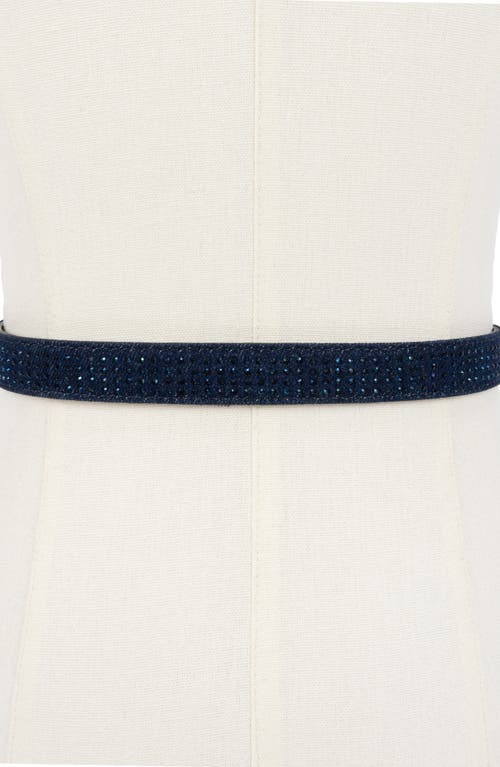 Shop Kurt Geiger London Embellished Denim Belt In Navy/shiny Rhodium