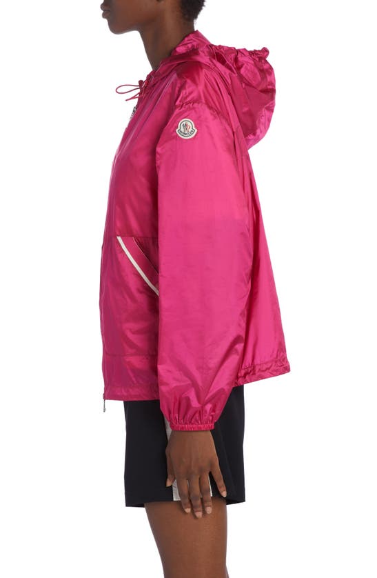 Shop Moncler Filiria Hooded Nylon Track Jacket In Carmine