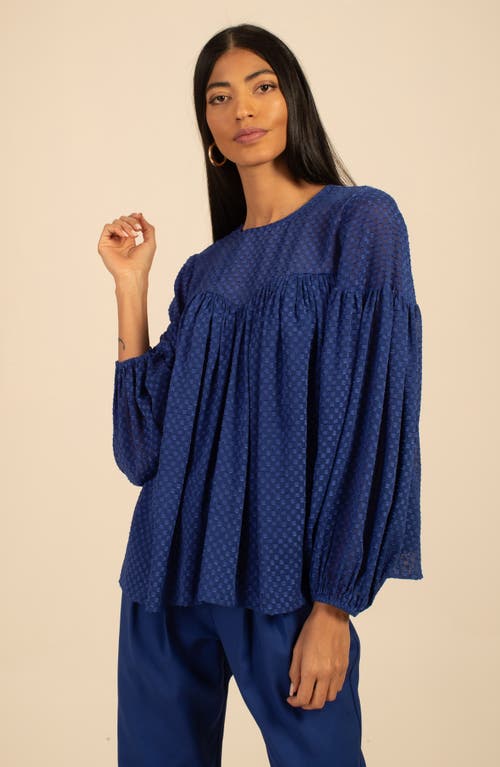Trina Turk Clip Dot Georgette Top In Bengal Blue