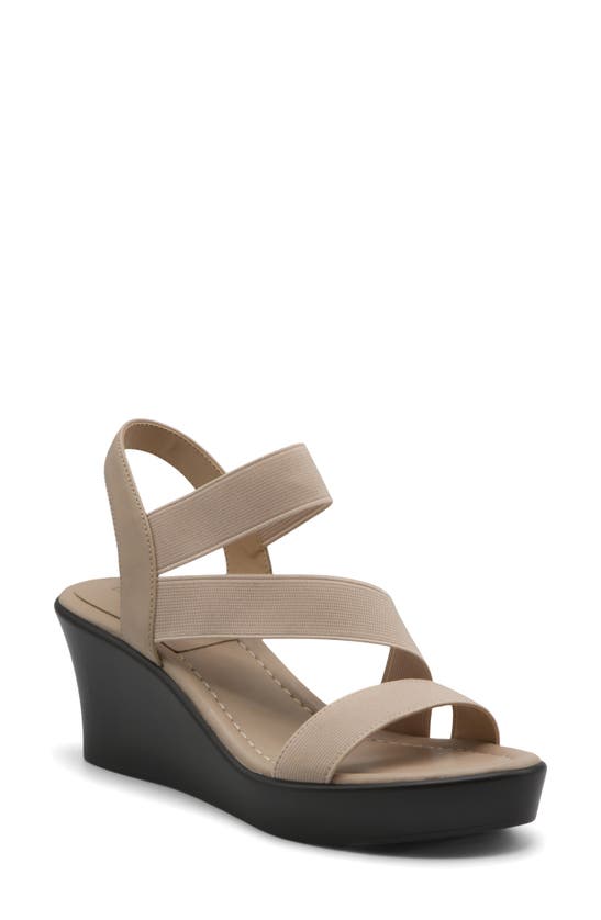 Charles By Charles David Classical Ankle Strap Platform Wedge Sandal In Linen