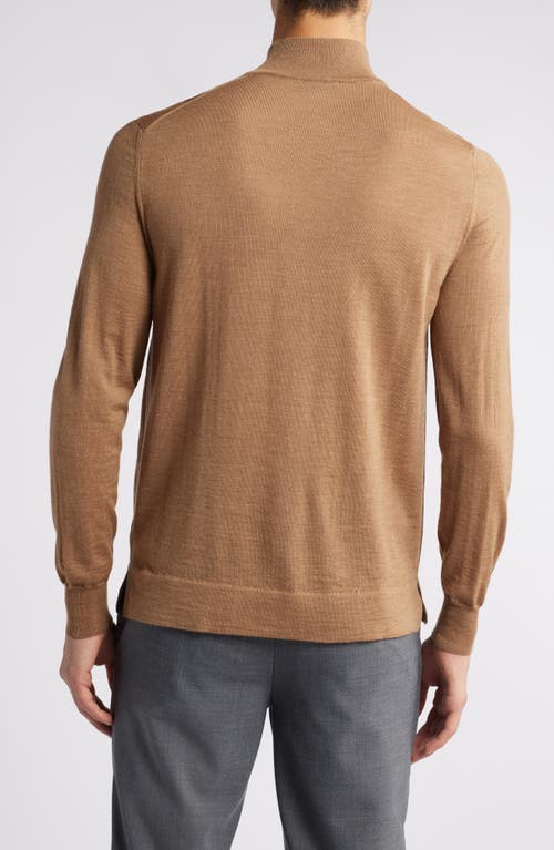 Shop Canali Mock Neck Wool Sweater In Dark Beige