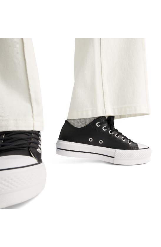 Shop Converse Chuck Taylor® All Star® Lift Low Top Leather Sneaker In Black/ Black/ White