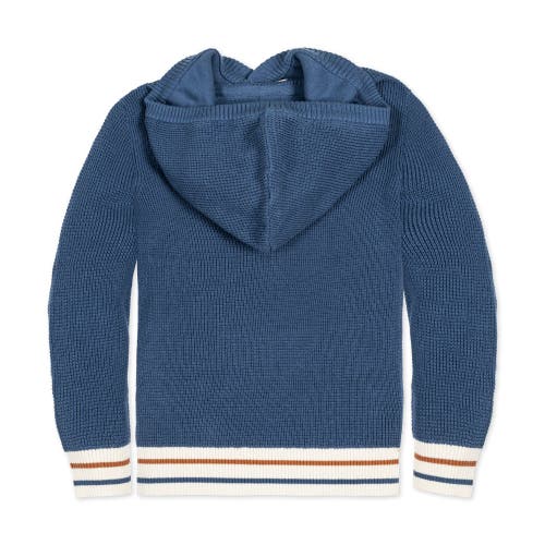 Shop Hope & Henry Baby Boys' Organic Kanga Sweater Hoodie, Infant In Dark Blue Waffle With Tipping