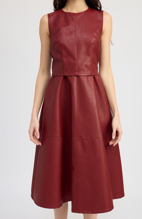 Shop En Saison Campbell Midi Faux Leather Dress In Dark Rose