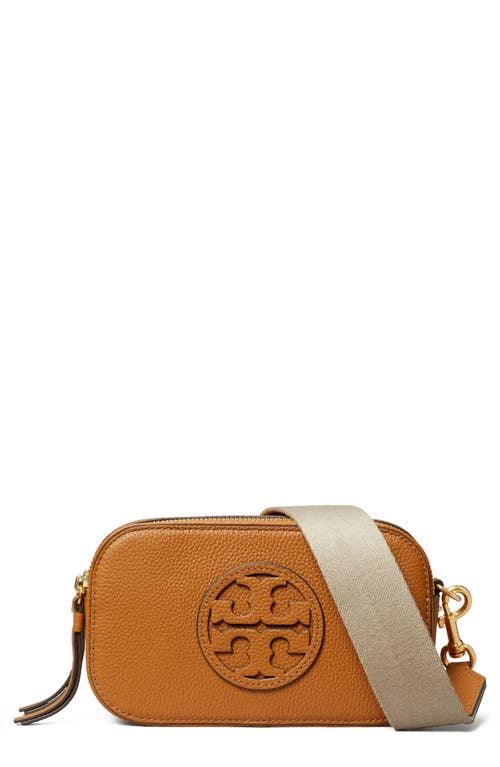 Shop Tory Burch Mini Miller Leather Crossbody Bag In Classic Chestnut