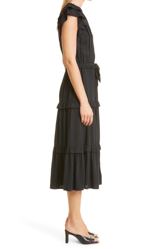 PAIGE PAIGE ROZLYN TIERED RUFFLE MIDI DRESS