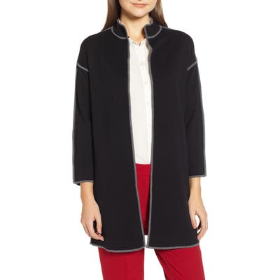 Anne Klein Piped Detail Nehru Sweater Coat