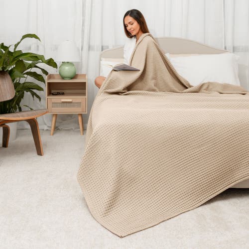 Comfy Cubs Adult Waffle Blanket In Sand