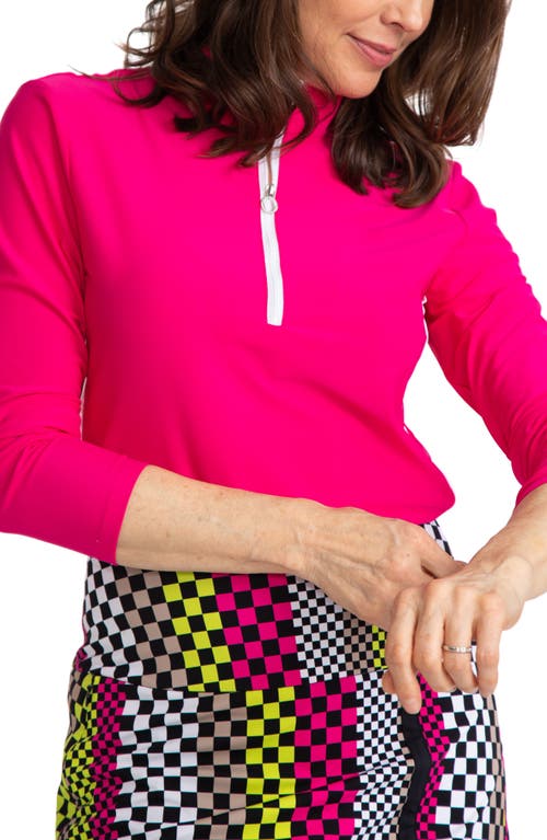 KINONA Keep It Covered Long Sleeve Golf Top in Bright Pink