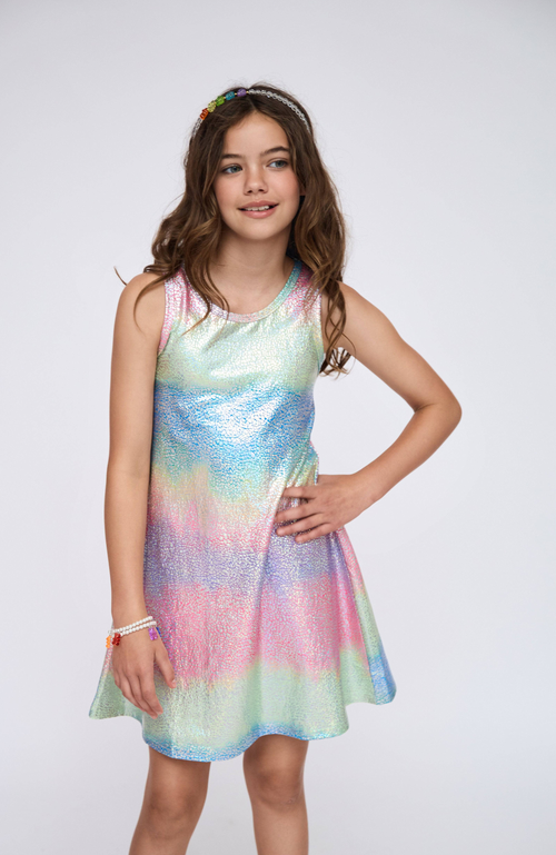 Shop Lola + The Boys Metallic Ombre Tank Dress In Multicolor