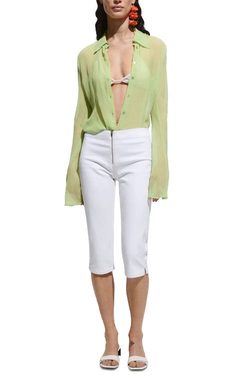 Mango Capri Slim-fit Jeans White In White