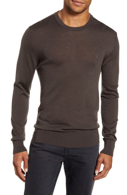 Allsaints Mode Slim Fit Merino Wool Sweater In Khaki Brown