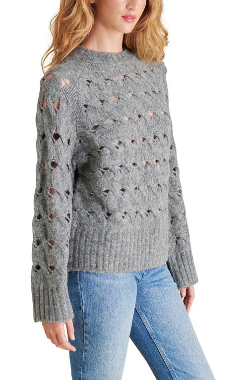 Shop Steve Madden Sonora Open Stitch Sweater In Heather Grey