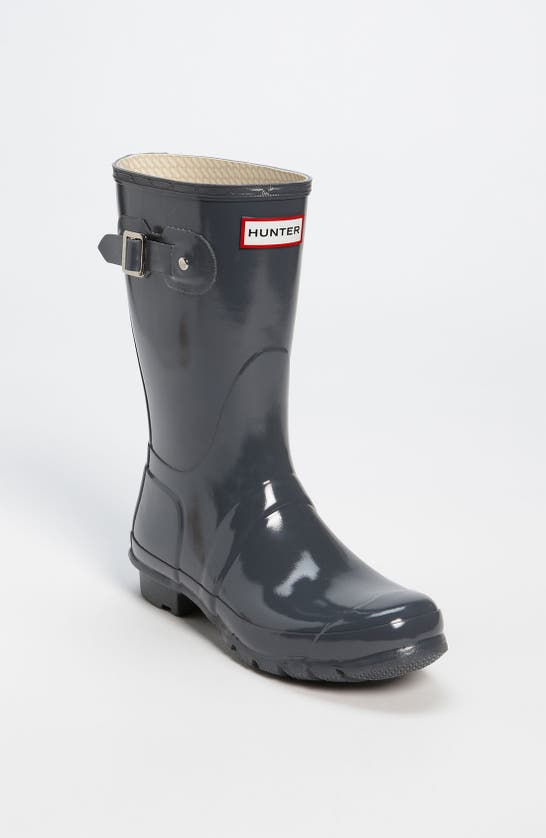 Hunter 'original Short' Gloss Rain Boot In Graphite