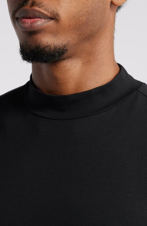 Shop Open Edit Long Sleeve Mock Neck Shirt In Black