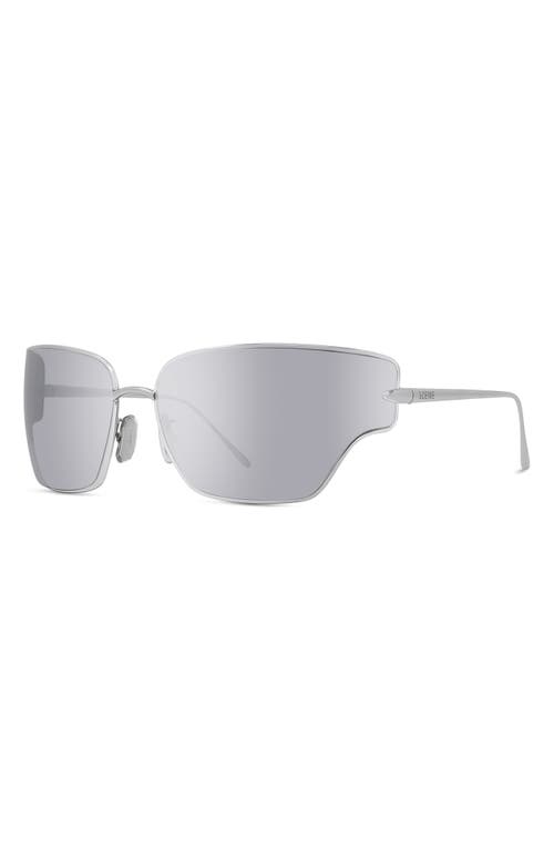 Shop Loewe Signature 70mm Mirrored Oversize Geometric Sunglasses In Shiny Palladium/smoke Mirror