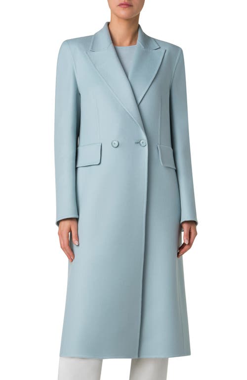 Akris Zelda Cashmere Double Face Coat in Stone Blue 