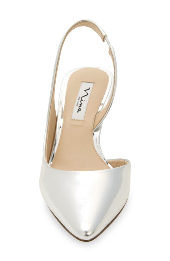 Nina 60 Slingback Half D'orsay Pointed Toe Pump In Silver