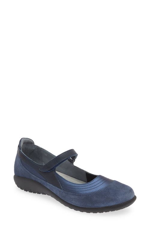 Naot Kirei Mary Jane Flat In Polar/mid Blue Suede/ink