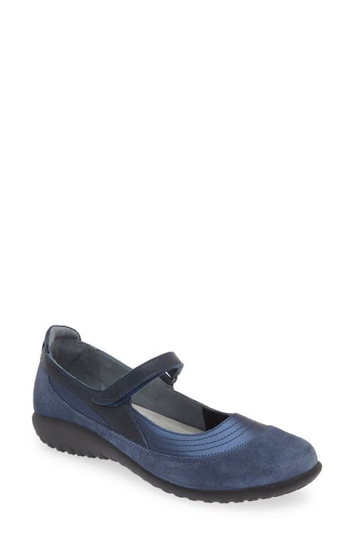 Shop Naot Kirei Mary Jane Flat In Polar/mid Blue Suede/ink