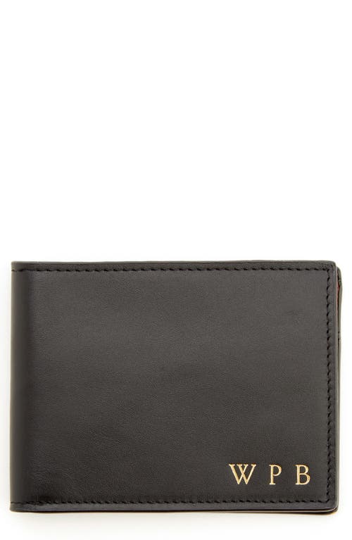 ROYCE New York RFID Leather Trifold Wallet in Black- Gold Foil