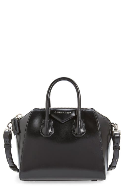 Givenchy 'Mini Antigona' Box Leather Satchel in Black