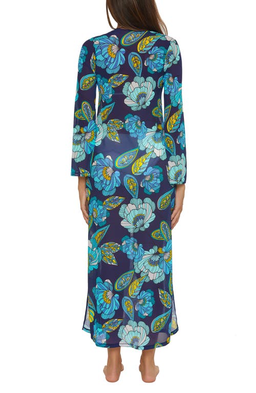 Shop Trina Turk Pirouette Mesh Cover-up Dress In Blue/green Multi