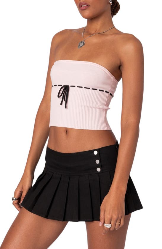 Shop Edikted Elise Drawstring Tube Top Sweater In Pink