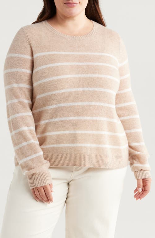 Shop Caslonr Caslon(r) Stripe Crewneck Cashmere Sweater In Tan Doeskin Heather Stacy