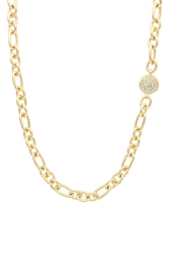 Olivia Welles 14k Yellow Gold Plated Crystal And Links Necklace In Gold / Clear