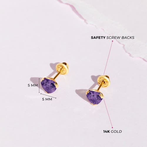 In Season Jewelry 14k Birthstone Cubic Zirconia Heart Earrings In February