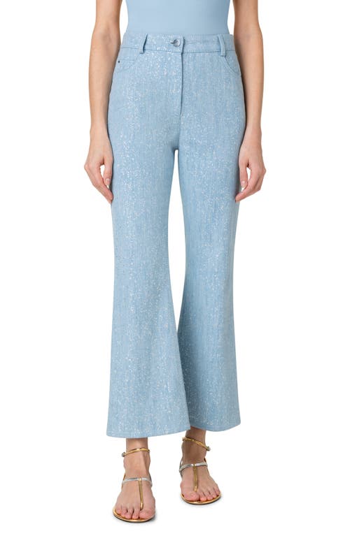Cali Sparkle Stretch Denim Bootcut Jeans in Pale Blue Denim