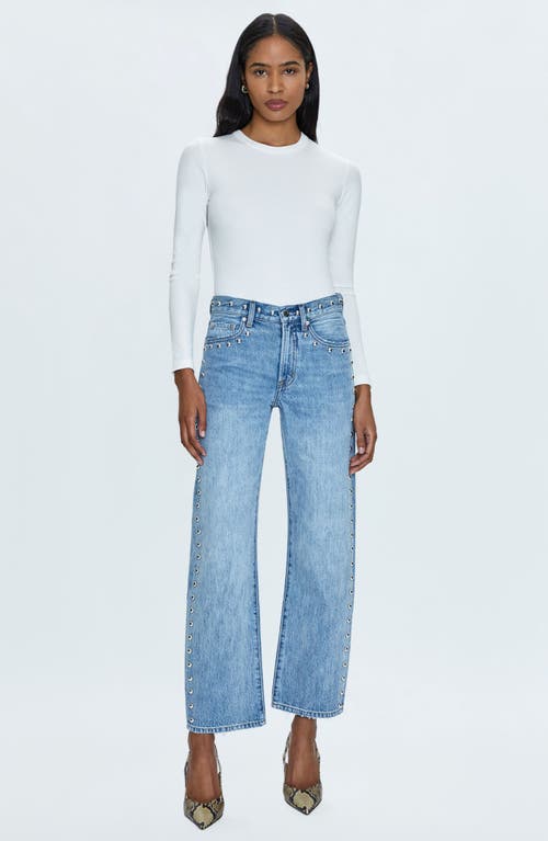 Shop Pistola Lexi Distressed Ankle Wide Leg Jeans In Satellite